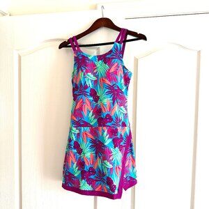 Lands' End Swim Dress in Multicolored Tropical Print NWOT